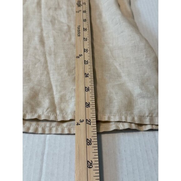 RAFAELLA Beige Embroidered Beaded Blouse100% Linen V-Neck Tiny Flaw Size 14 - Picture 14 of 16